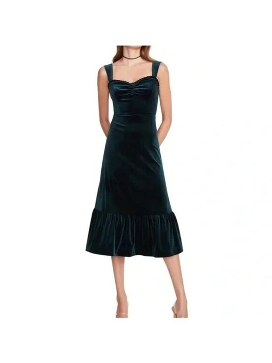 Betsey Johnson Dresses & Skirts - Betsey Johnson Sz S Dark Emerald Green Velvet Holiday Party Dress Maxi 90s Y2K
